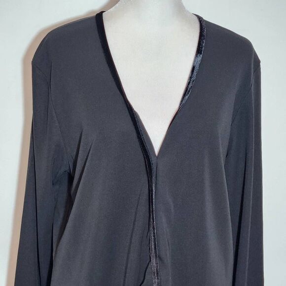 Ann Taylor Black Cardigan with Velvet Trim NWT Size Large Classic Black Cardigan - Picture 3 of 9